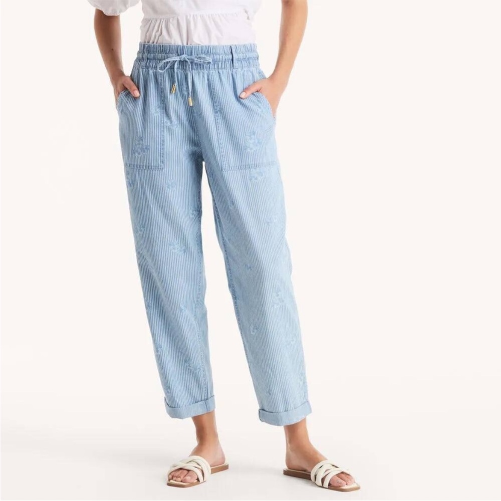 Nautica Striped Loose Fit Straight Leg Lightweight Pants, size M